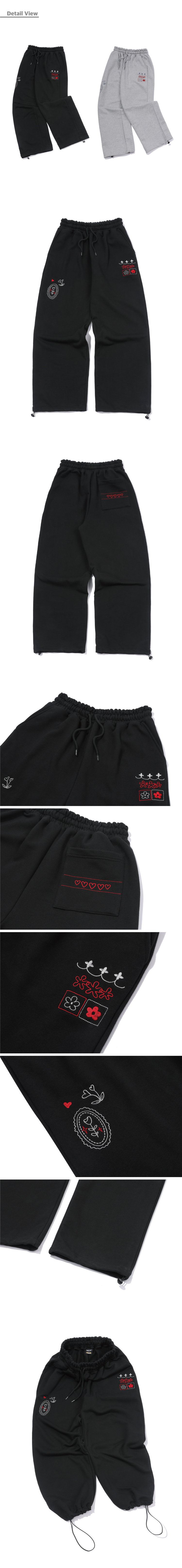 STITCH EMBROIDERY SWEATPANTS - 2 COLORS BLACK