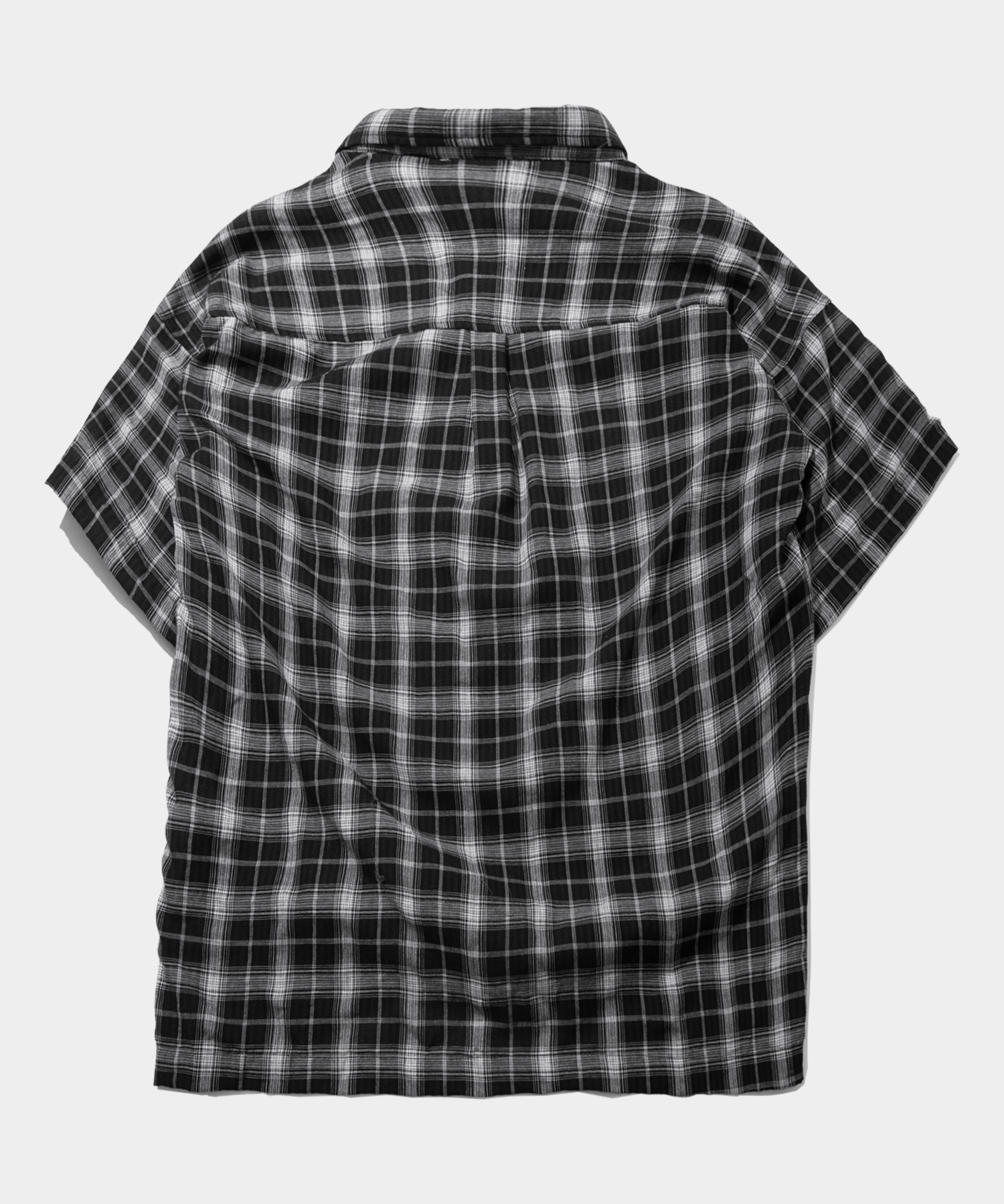 Свободная рубашка в клетку тартан с карманом [Black]