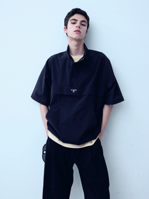 LETTERING ANORAK ZIP-UP FOR MEN_BLACK