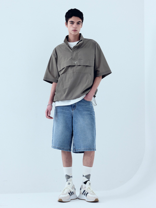 LETTERING ANORAK ZIP-UP FOR MEN_KHAKI