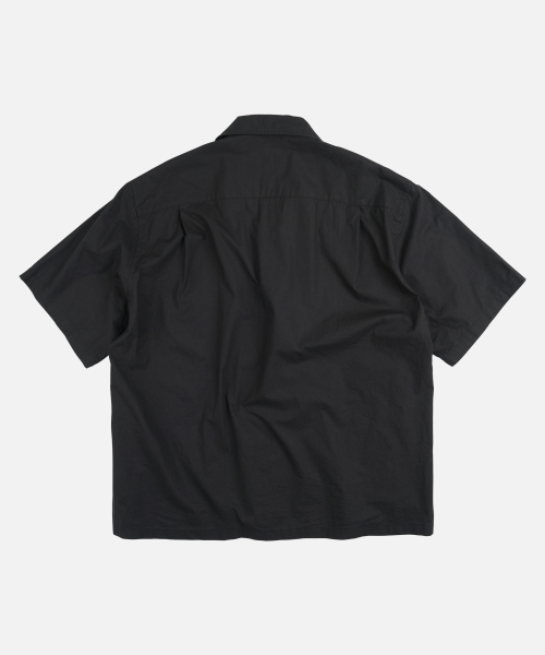 CORAL NEEDLEWORK HALF SHIRT _ BLACK