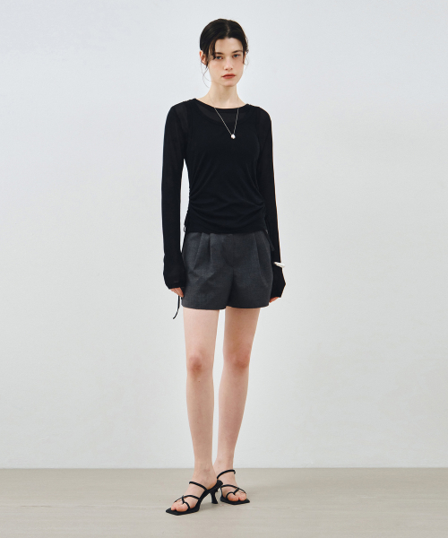 [SET] Черная футболка с боковой сборкой MDTS067BLACK