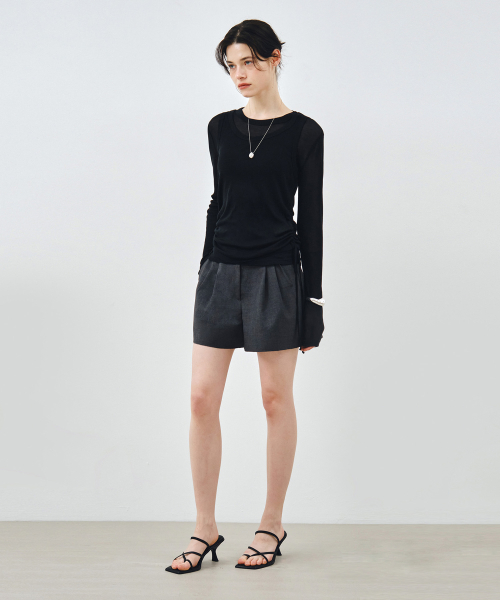 [SET] Черная футболка с боковой сборкой MDTS067BLACK