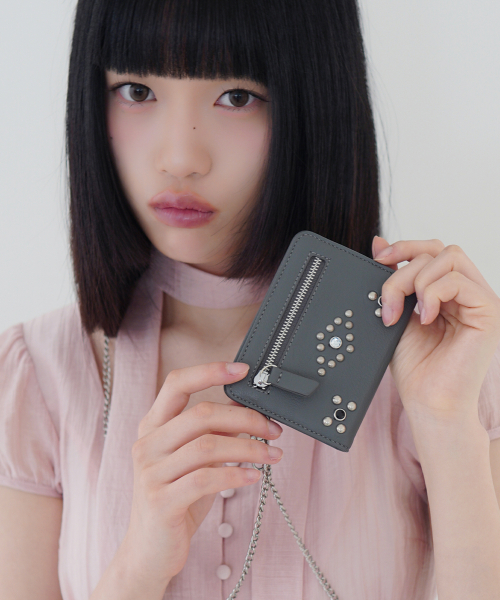 STUDDED CROSS WALLET CHARCOAL