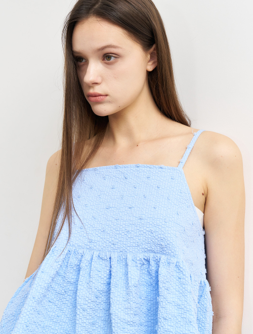 Textured Bubble безрукавная блузка [Blue] WBE2L03526