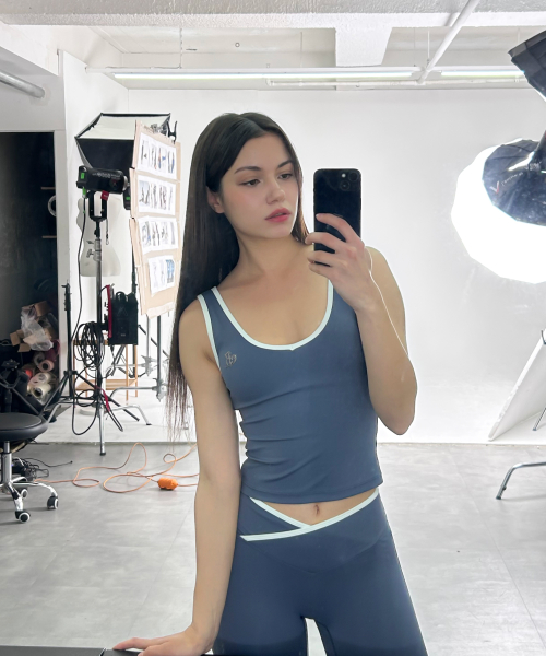 Line Slimming Silver Logo бра-топ (с пушапом) - Greyish Blue