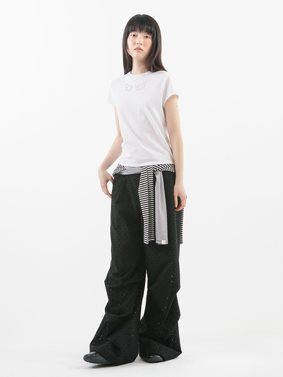MUSINSA公式 | TUOMIO EYELET BELT BAG PANTS [BLACK]
