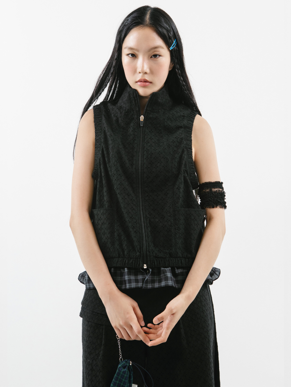 MUSINSA | TUOMIO EYELET BELT BAG PANTS [BLACK]