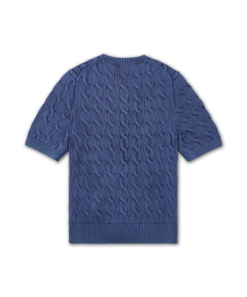[W] Короткий трикотажный кардиган-косичка из хлопка-Blue
