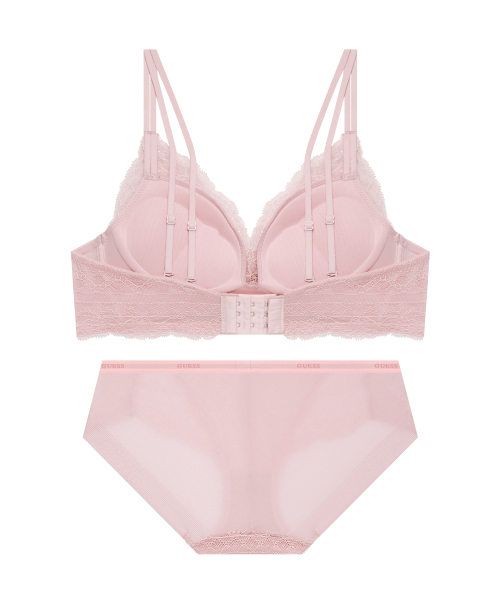 Комплект кружевного белья без косточек с пуш-ап - Light Pink