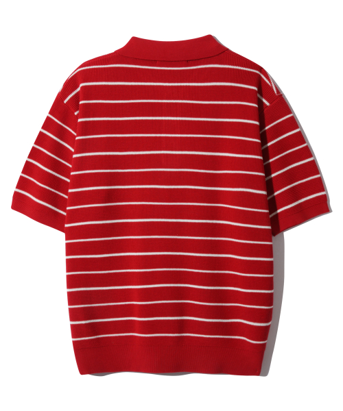 Essential Stripe поло-полутрикотаж Red