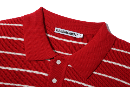 Essential Stripe поло-полутрикотаж Red