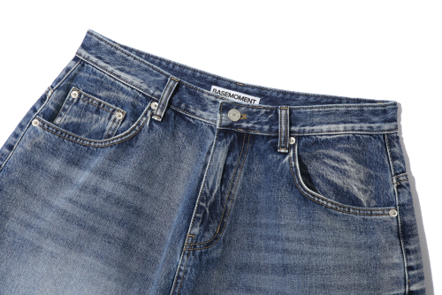 Джинсовые бермуды карпентер с эффектом потертости (Washed Blue)