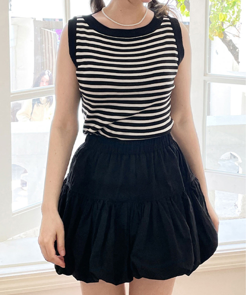 полоскаd knit sleeveles - чёрный