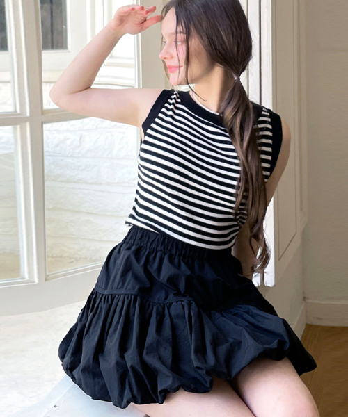 полоскаd knit sleeveles - чёрный