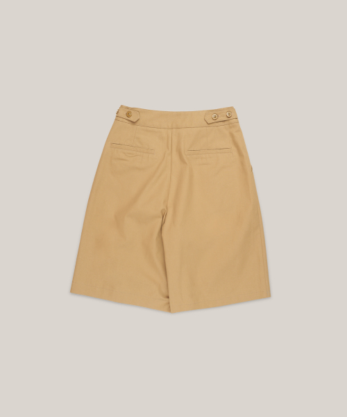 BUTTON STRAP MIDI PANTS [ BEIGE ]