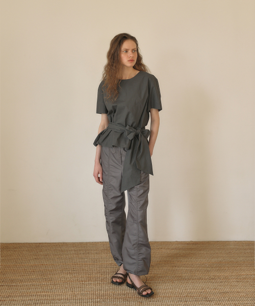 NYLON STRING JOGGER PANTS [ CHARCOAL ]