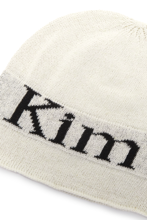 MUSINSA公式 | MATIN KIM LOGO LINEN SHORT BEANIE IN WHITE