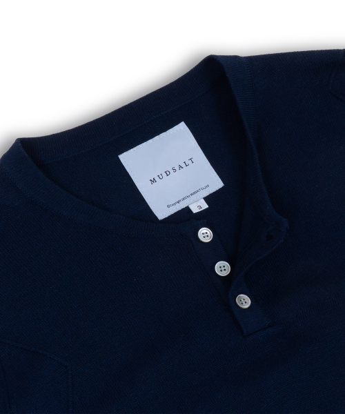 Вязаная футболка хенли косичкой Navy