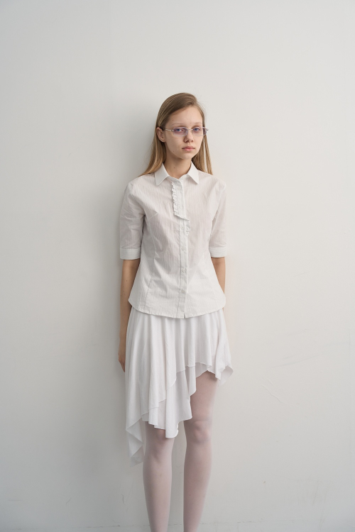 STRIPE FRILL SHIRT