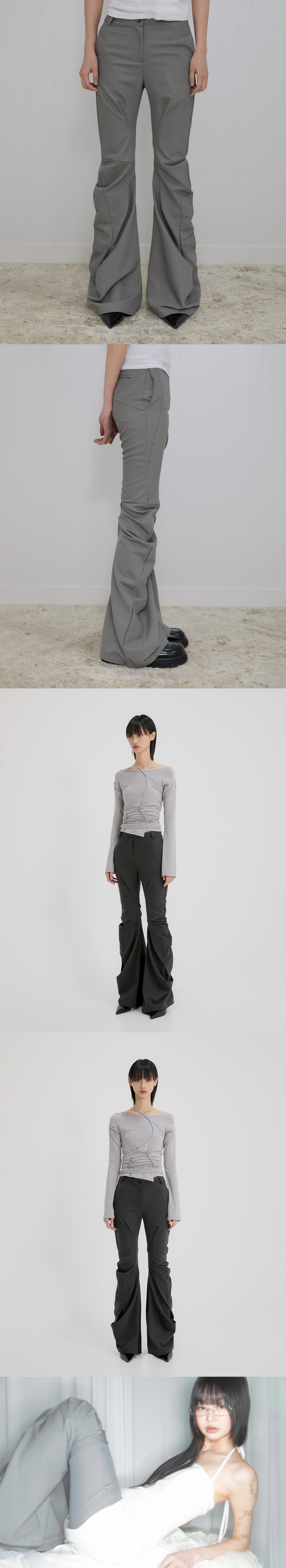 FLAREUP Asymmetrical Drape Pants チャコール FLAREUP】Asymmetrical Drape Pants | OUR BRAND,FLAREUP