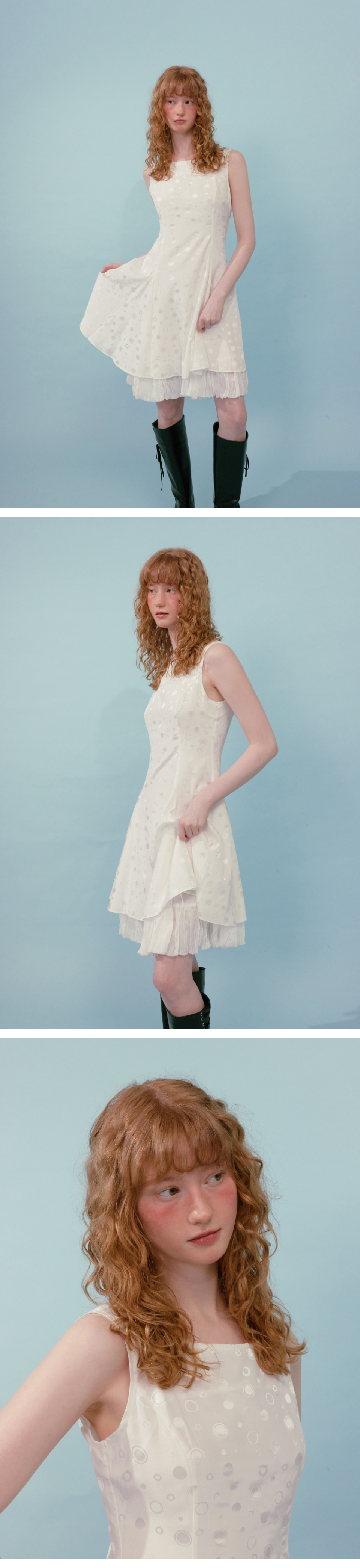 【LOULOUSEOUL】Polka Dot Silk Dress (White) Sonia Rykiel Paris - White Polka Dot Tulle Dress