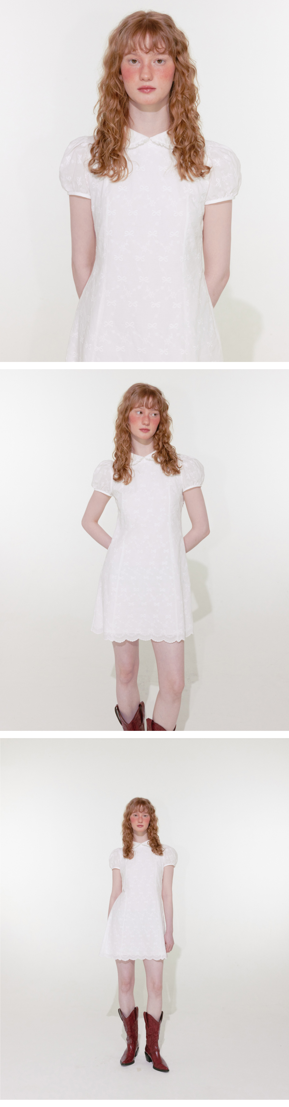 루루서울(LOULOUSEOUL) Ribbon Collar Mini Dress (White