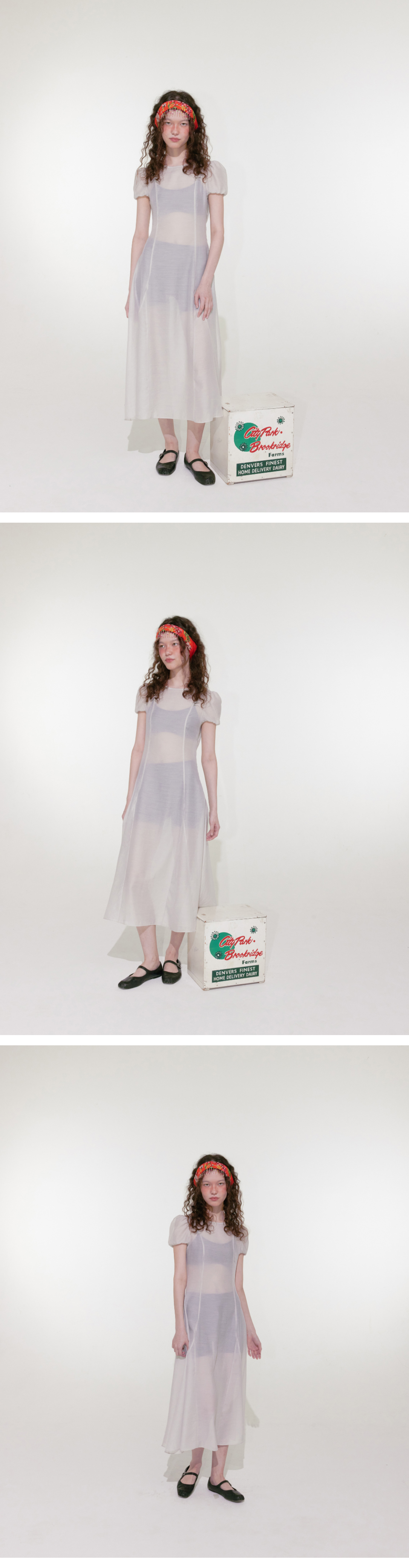 ◆Loulouseoul◆ Sheer Puff Long Dress Light Gray loulouseoulouse