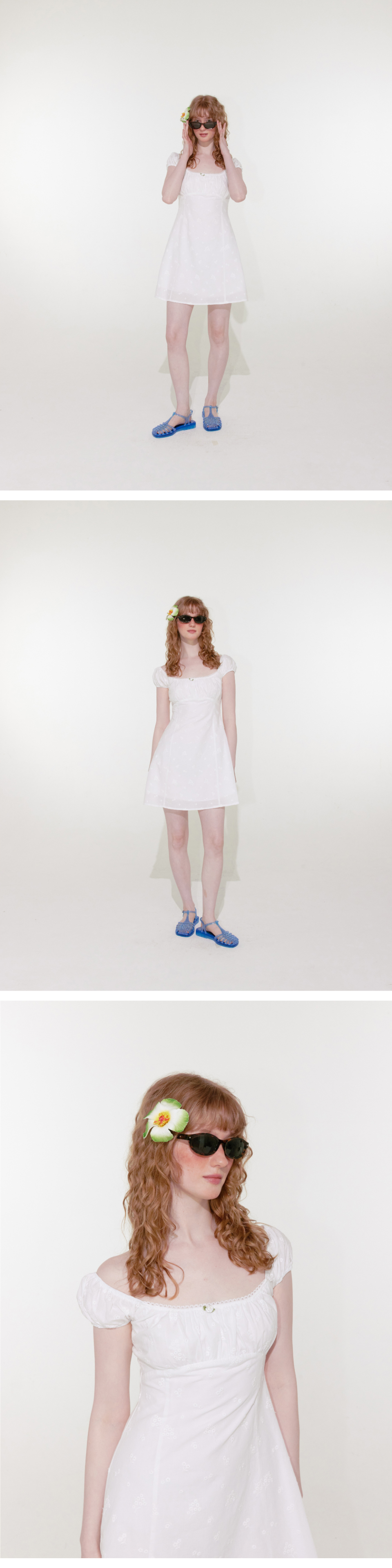 【Loulouseoul】25ss Cream Rose Mini Dress 루루서울(LOULOUSEOUL) Cream Rose Mini Dress (White) - 사이즈