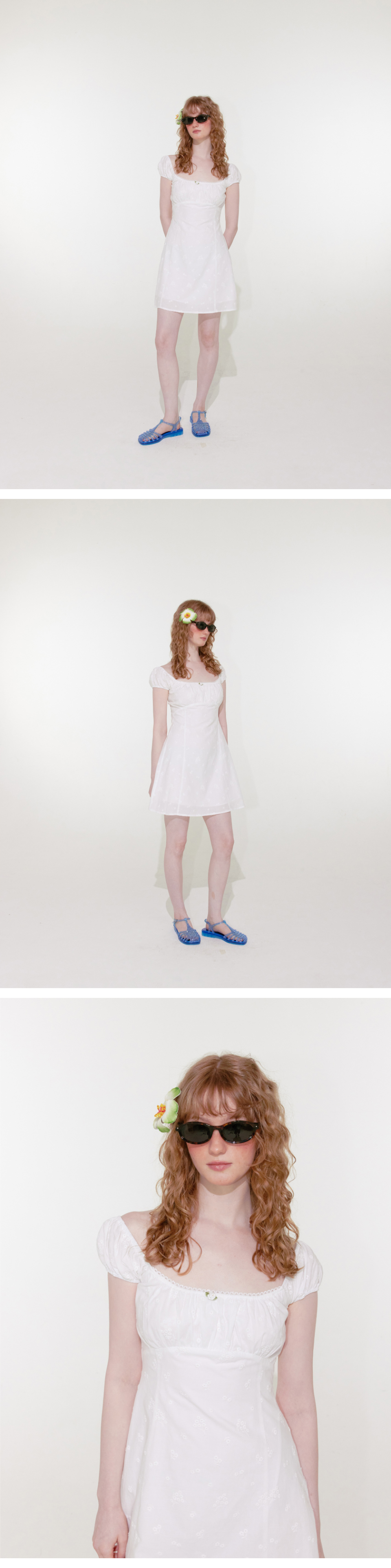 루루서울(LOULOUSEOUL) Cream Rose Mini Dress (White) - 사이즈