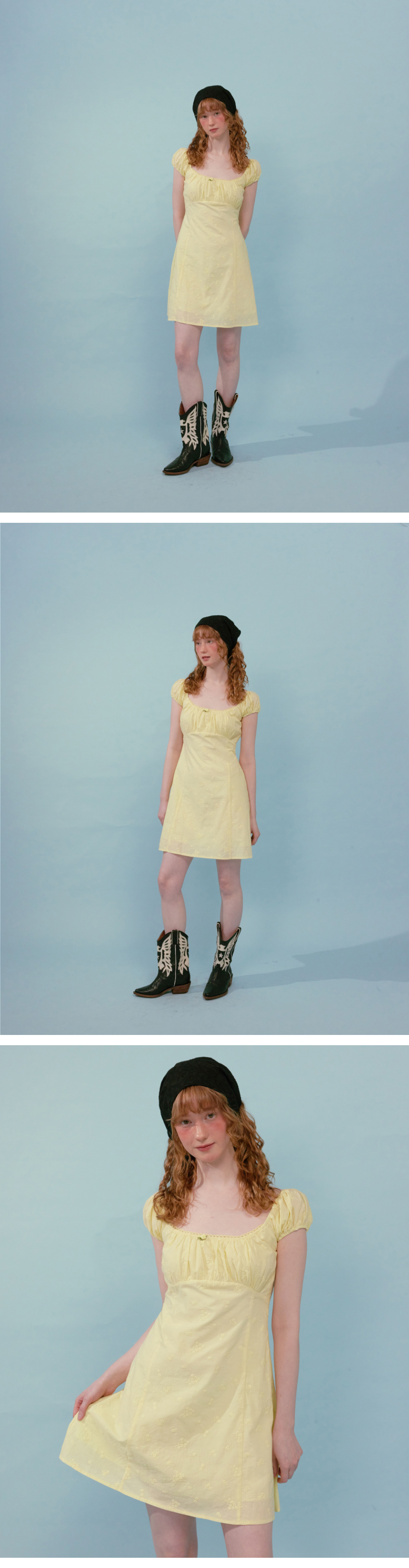 【韓国Loulouseoul ルルソウル】Cream Rose Mini Dress Cream Rose Mini Dress (White) - LOULOUSEOUL