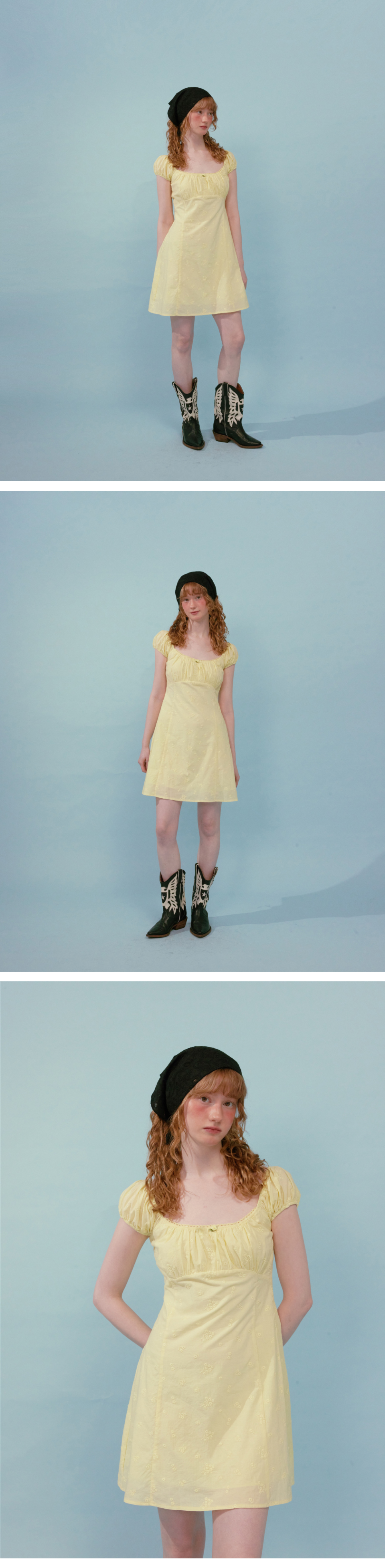 루루서울(LOULOUSEOUL) Cream Rose Mini Dress (Yellow