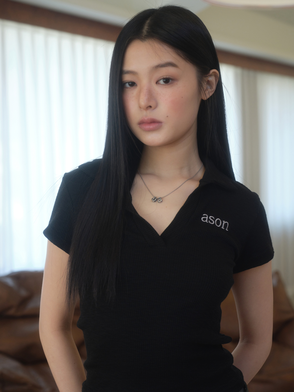 MUSINSA公式 | ASON HALF IVY COLLAR TEE / BLACK