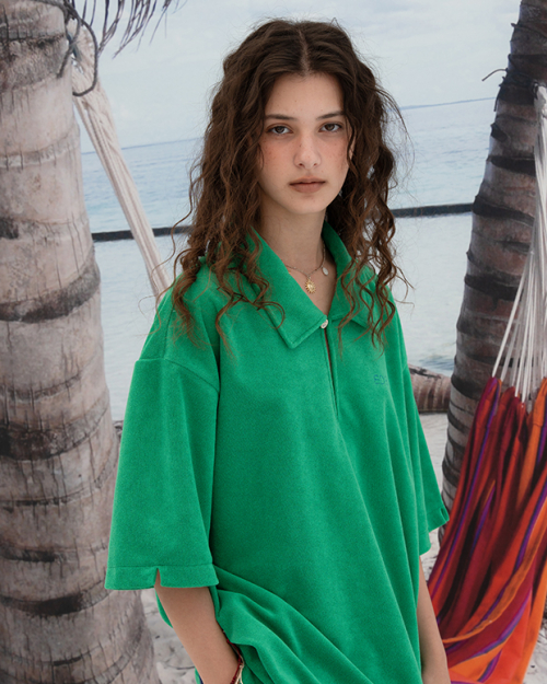 Футболка-поло терри EZS4TS09GN для курорта (Green)