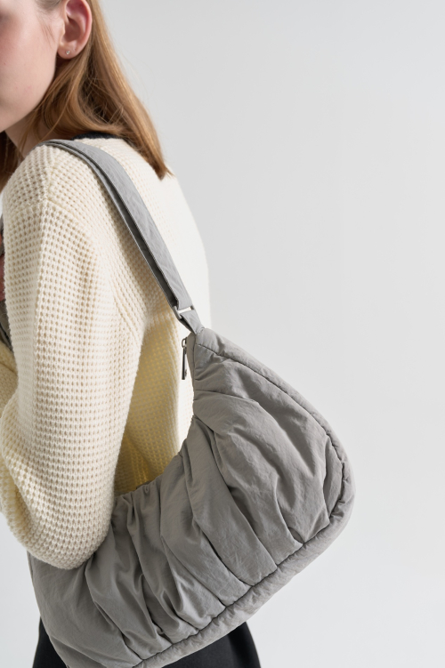 Small Croissant Shirring Cross 2way Bag - Earl серый