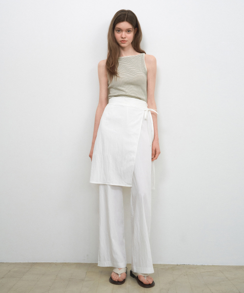 Daisy Layered Wrap юбка брюки_WHITE(W25-PT17)