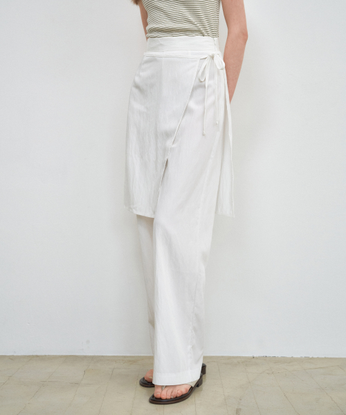 Daisy Layered Wrap юбка брюки_WHITE(W25-PT17)