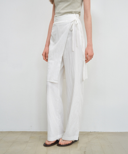 Daisy Layered Wrap юбка брюки_WHITE(W25-PT17)