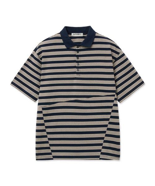 Футболка поло Glitch Stripe_Navy