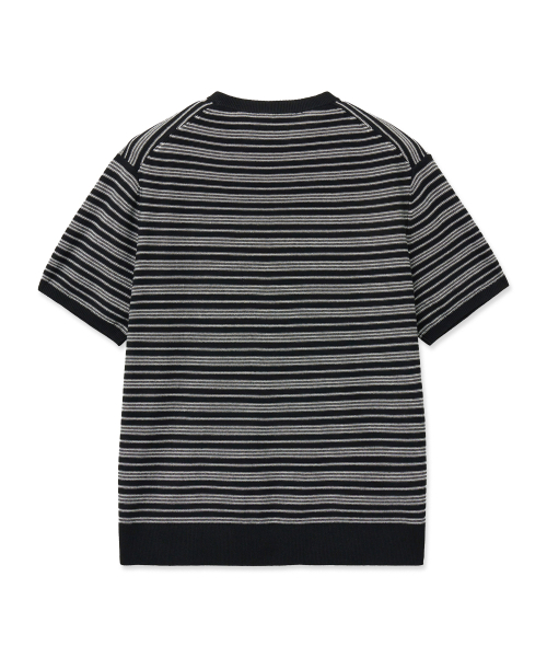 Half-Wit Button Stripe Knit_Black thumbnail 9
