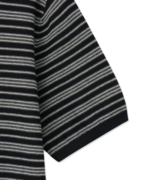 Half-Wit Button Stripe Knit_Black thumbnail 11