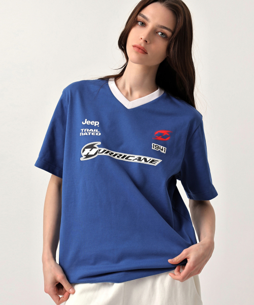 Футболка колор-блок PARIS Sports с V-вы