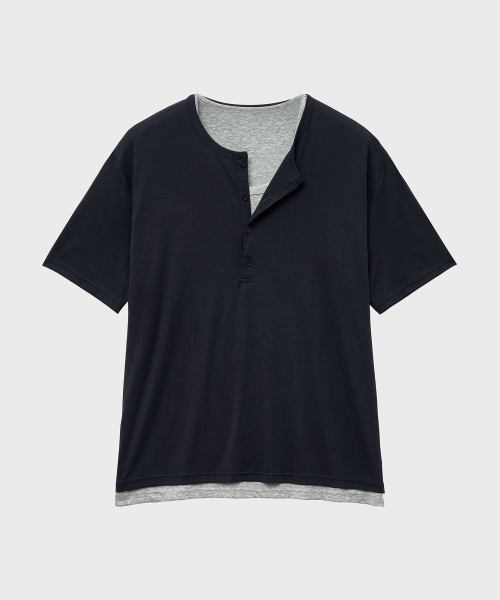 Футболка хенли с коротким рукавом Navy Gray