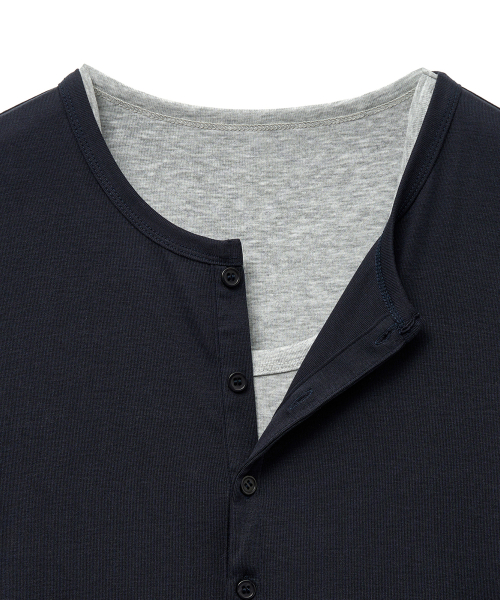 Футболка хенли с коротким рукавом Navy Gray