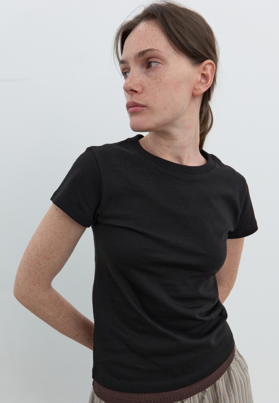 MUSINSA | POSZER Cap Sleeve Round T-Shirt (Black)