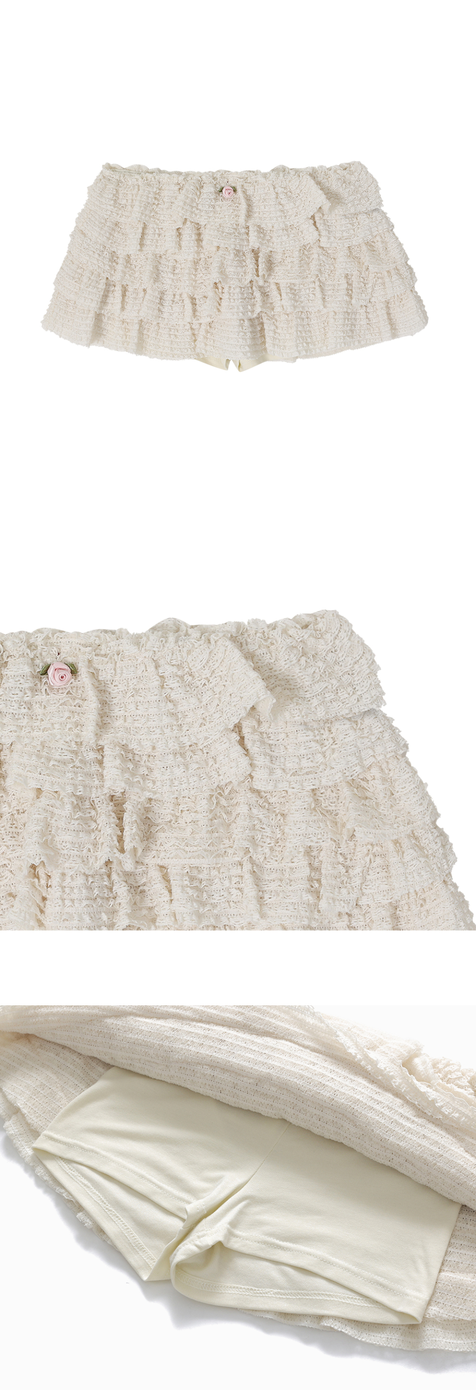 ★CRANK★LACE CANCAN SKIRT PANTS_CREAM★正規品/韓国直送料込 LACE CANCAN SKIRT PANTS_CREAM - 크랭크 CRANK
