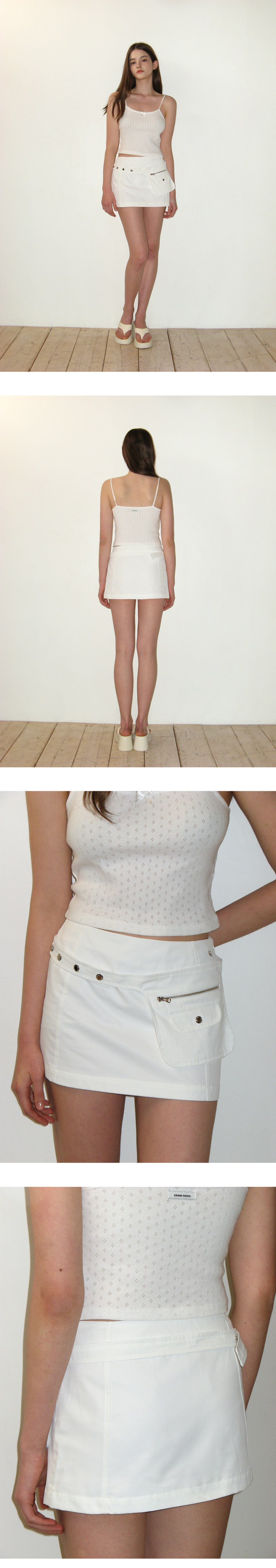 MUSINSA | CRANK Pocket Belt Micro Skirt_White