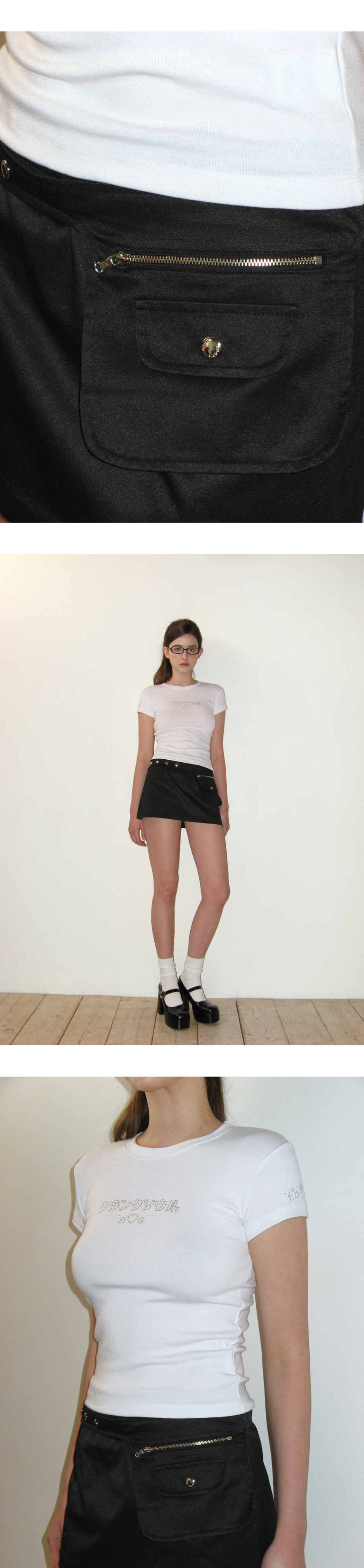MUSINSA | CRANK Pocket Belt Micro Skirt_Black
