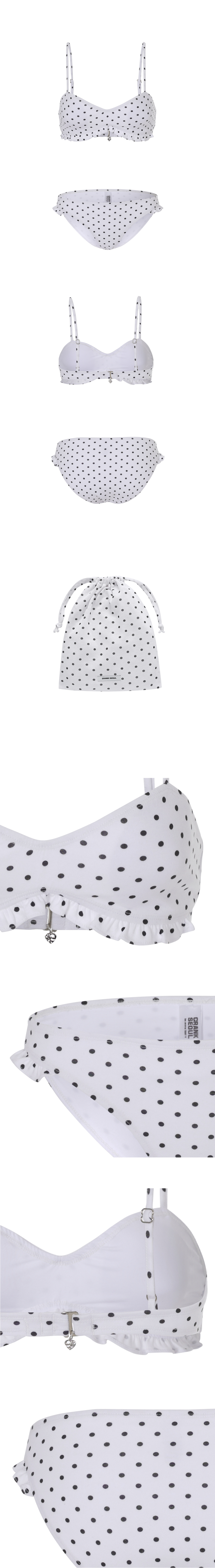 ★CRANK★DOT FRILL BIKINI SET_WHITE★正規品/韓国直送料込 DOT FRILL BIKINI SET_WHITE - CRANK