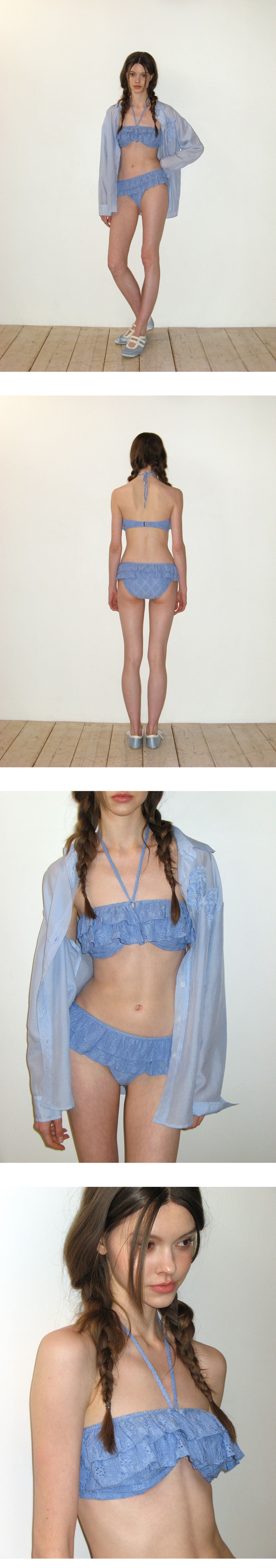 MUSINSA公式 | CRANK Eyelet Frill Bikini Set_Blue